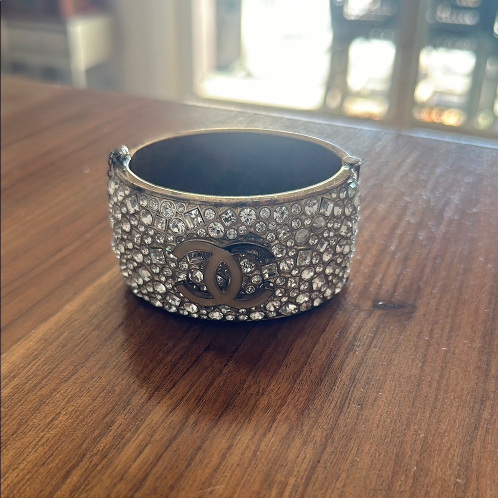 Black Crystal Embellished Statement Bracelet